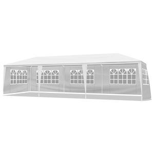 8-Sided 10x30ft White Folding <b>Tent</b> <b>with</b> <b>2</b> Doors & 6 Windows 60 PE & Powder Coated Iron Pipe for Weddings & Parties - Product Image 2