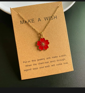 Collier ras du cou classique coréen rouge avec pendentif fleur, chaîne en alliage de zinc blanc et jaune, cadeau d'été pour femme - Product Image 1