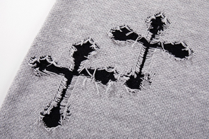 Pull-over en tricot personnalisé OEM pour hommes en coton jacquard d'hiver déchiré col rond anti-rides LOGO - Product Image 3