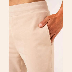 Pantalones de chándal para hombre al por mayor, cintura acanalada, puños, tela de lana ligera, bolsillos en la entrepierna, liso, básico, algodón, poliéster, estilo informal - Product Image 2