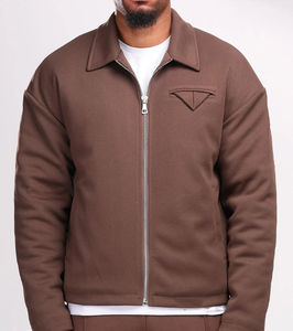 เสื้อแจ็คเก็ตขนแกะคอตั้งแบบมีซิปพร้อมโลโก้สั่งทำคุณภาพสูงสำหรับขายส่งปี 2026 สีดำสำหรับโค้ช ใส่ได้ทั้งชายและหญิง มีกระเป๋าเสื้อ - Product Image 1