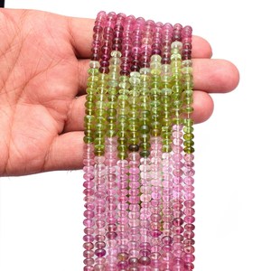 Perles rondes lisses en tourmaline multi-couleurs AAA+ 5mm-6mm, tourmaline naturelle des mines de Calabar, pierres précieuses pour la création de bijoux - Product Image 2