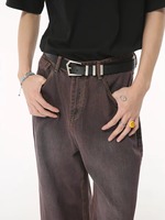 Jeans Baggy Délavés à l'Acide Tendance, Pantalons Droits Délavés et Déchirés pour Hommes, Jeans à Double Taille de Haute Qualité Personnalisés pour Hommes