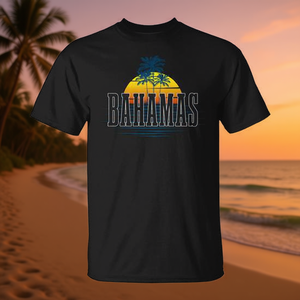 Camiseta de recuerdo de las Bahamas, diseño vintage de playa al atardecer, unisex, talla para adultos - Product Image 3