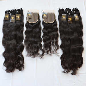 Prix de gros vendeurs de cheveux indiens vierges produits capillaires brésiliens vierges crus 100% paquets de cheveux humains naturels avec fermeture en dentelle Hd - Product Image 2