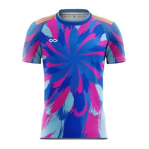 แห้งเร็วสีตัดกัน 3D พิมพ์เสื้อยืดฟุตบอลระบายอากาศผู้ชายแห้งเร็วเสื้อยืดแบดมินตันวิ่งเสื้อยืดชุดทีม - Product Image 1