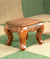 Tabouret-Chaise en Bois de Teck Sculpté à la Main, Style Asiatique Exotique Oriental Moderne - Durable, Écologique, Confortable, Tendance, Antique, pour Appartement