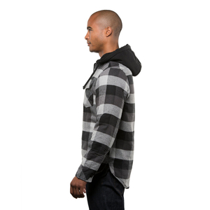 Chaqueta de franela para hombre con estampado de logotipo personalizado de alta calidad y mangas completas, chaqueta de franela transpirable con servicio OEM - Product Image 3