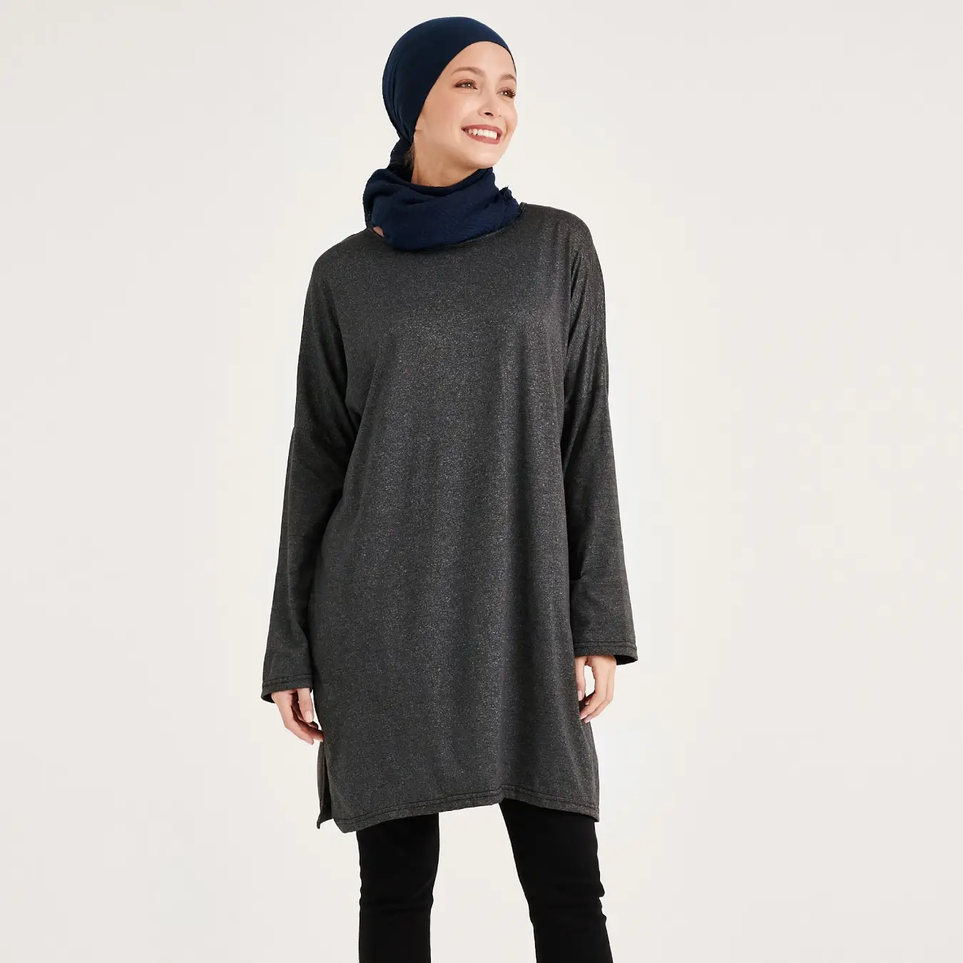 Elebe Elya Blouse Grey Wholesale Woman Blouse Long Sleeve Free Size Plus Size Tops High Quality Cotton Plain Maternity Blouse