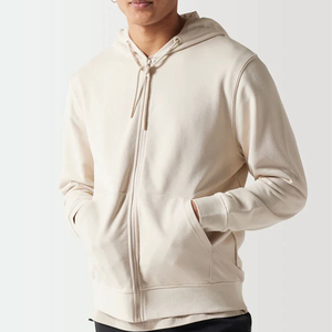 Sweat à capuche épais 100 % coton molletonné pour homme, grande taille, motif uni, tricoté, doublé, automne, logo personnalisé - Product Image 1