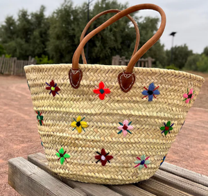 Bolso marroquí hecho a mano con bordado de flores de colores - Product Image 1