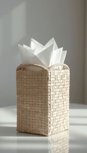 Porte-boîte à mouchoirs en rotin fait main avec construction robuste idéal pour les espaces extérieurs intérieurs et couverts - Product Image 5