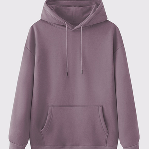Sudadera con capucha de lana de color sólido, ajuste holgado, hombro caído, bolsillo de canguro, jersey de manga larga para hombres y mujeres - Product Image 4