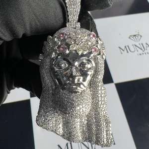 จี้พระเยซูเงินแท้ S925 ประดับเพชรโมอิสซาไนต์ VVS สไตล์ฮิปฮอป จี้เพชรโมอิสซาไนต์ VVS ความใสระดับ Iced สำหรับผู้ชาย - Product Image 5