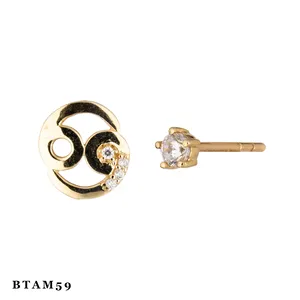 14K Anting-Anting Emas Padat untuk Wanita 12 Zodiak Anting-Anting Perhiasan Halus Harga Termurah Pabrik Huy Thanh Perhiasan BTAM59-64