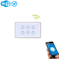 Interrupteur mural intelligent WiFi tactile Zigbee homologué AU/NZ, C Tick, 6 gangues, 6 canaux, cadre en aluminium doré, automatisation domestique