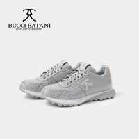 Chaussures de marche décontractées et athlétiques en synthétique léger gris clair, à lacets, semelle en caoutchouc