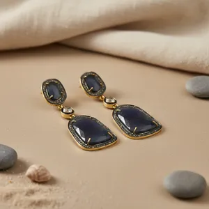 Pendientes de Plata 925 con Zafiro Plateado Vintage de Art Palace, Joyería de Moda para Mujer, Engaste de Bisel, Forma de Cascada, para Fiesta - Product Image 3