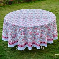 Nappe de table moderne personnalisable en coton pur à 100 %, imprimée à la main, motif flamant rose et bleu pâle, style indien, idéale pour les fêtes et les dîners – Nouveauté très prisée