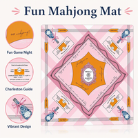 Tapis de Mahjong américain antidérapant avec dos en caoutchouc, imprimé rose et jaune, idéal pour les fêtes et les voyages