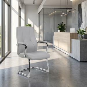 Chaise en cuir écologique gris New York pour salles d'attente Centres commerciaux en métal PU écologiques Écoles Bureaux Hôpitaux Salons Aéroports - Product Image 4