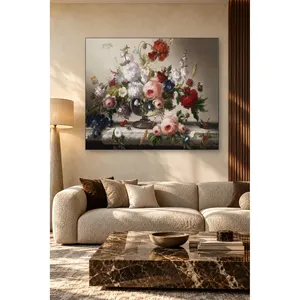 ภาพพิมพ์บนผ้าใบลายดอกกุหลาบและองุ่นบนโต๊ะหินอ่อน - Product Image 1