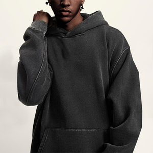 Sudadera Capucha desgastada de gran tamaño personalizada en blanco, Sudadera Lisa para Hombre, sudaderas con capucha Vintage lavadas con ácido para Hombre - Product Image 1