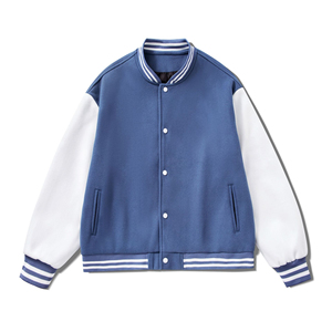 Men's Custom Wool <b>Thin</b> Varsity <b>Jacket</b> with Stand Collar Baseball Theme Winter Bomber <b>Waterproof</b> Windproof Breathable - Product Image 4