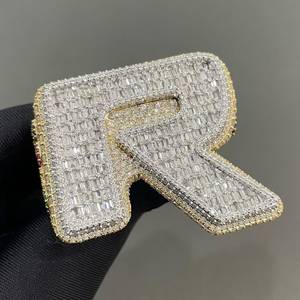 Custom R Letter VVS Moissanite <b>Ring</b> Iced Out 925 Sterling Silver Rhodium Plated Hip Hop Luxury Unisex Statement Jewelry - Product Image 3