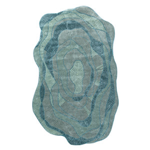 Alfombra Rectangular Clásica Azul Adrift Hecha a Mano con Lana y Viscosa, Diseño Abstracto para Hogar y Pasillo, para Adolescentes, TR-15187 - Product Image 1