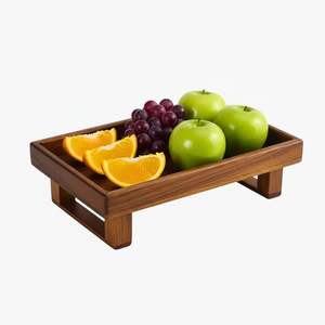 Plateau de service en bois écologique - Plateaux de service artisanaux de luxe pour la cuisine et la table à manger, durables - Product Image 1