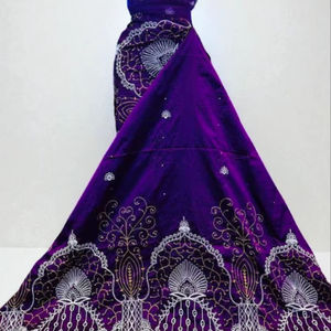 Tissu en dentelle à sequins africains de haute qualité, 5 yards, grande taille, polyester léger, broderie écologique AWAIS HOUSE - Product Image 1