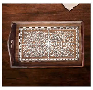 Nouveaux plateaux de service décorés en incrustation de nacre pour les utilisations de cadeaux et les utilisations domestiques Plateaux de service à bas prix - Product Image 1