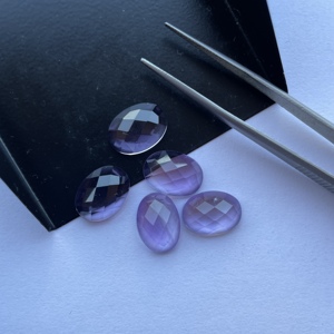 8mm 10mm 12mm Naturel Brésil Améthyste Ovale Damier Rose Coupe Cabochon Pierres Précieuses En Gros Pierres Semi Précieuses Usine Anneaux - Product Image 3