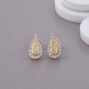Pendientes de Diamantes Cultivados en Laboratorio con Corte Pera Amarillo Certificados por IGI, con Halo, en Oro Amarillo/Blanco/Rosa de 18K - Product Image 1