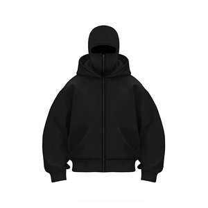 2025 dernière conception personnalisée 450gsm fermeture éclair cagoule à capuche hommes haute qualité Streetwear uni coton fermeture éclair Ninja sweats à capuche hommes à capuche - Product Image 5