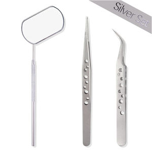 Poignée professionnelle de miroir d'extension de cils et pince à épiler en acier inoxydable de couleur unie grande quantité nouveau Design - Product Image 2