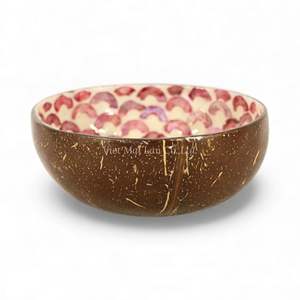 Bol en noix de coco fait à la main, laque, nacre, incrustation de coquille naturelle, durable, écologique, décoration d'intérieur - Product Image 1