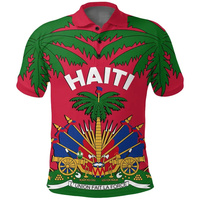 Polo d'été pour homme avec imprimé drapeau haïtien, motif graphique 3D, haut décontracté à manches courtes, coupe ample, col à revers boutonné, style urbain, taille 4XL