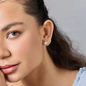 Pendientes de tuerca étnicos de moda con forma de borla, chapados en oro, de aleación de zinc, acero inoxidable, plástico, diamante, ámbar y perla, ideales para regalo de fiesta. - Product Image 2