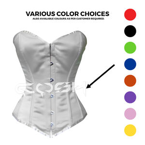 Nouvelle arrivée, corset de demoiselle d'honneur en satin blanc, sur le buste, avec armatures en acier, fermeture à l'avant - Product Image 2