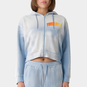 Sudadera con capucha larga y cremallera completa para mujer, estilo urbano, con logotipo personalizado 2022, cintura elástica y distintivo - Product Image 1