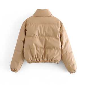 Chaqueta acolchada recortada para mujer, chaquetas de mujer de concha de cuero de manga larga/Chaquetas vaqueras transpirables recortadas OEM al por mayor para mujer - Product Image 2