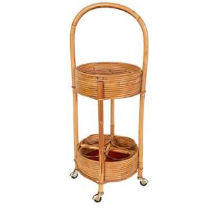 Handcrafted Decorative Trolley With <b>Wheels</b> Eco Friendly Food Tea Coffee or Breakfast Supplies Metal Trolley With Two Tier - Product Image 3
