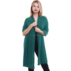 Luxury Winter Oversized Pashmina Scarf Soft Warm Rib Knitted Ethnic Style Plain <b>Shawl</b> Made Inner Mongolian Cashmere Yarn for - Product Image 1