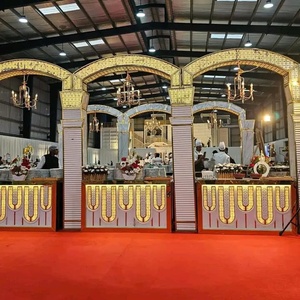 Puestos de catering para bodas con borde étnico | Mostrador de buffet tradicional | Exhibición decorativa de Alimentos | Configuración de servicio de eventos personalizados - Product Image 1