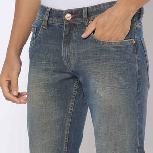 OEM Men's Custom Denim <b>Jean</b> Pants High <b>Waist</b> Streetwear Stretch Clothing Lightweight Soft Smooth Fabric <b>Elastic</b> <b>Waist</b> Straight - Product Image 4