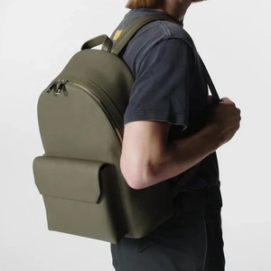 Minimalist Olive Green Softback <b>Laptop</b> <b>Backpack</b> with Zipper Closure and Water Resistance Feature for Unisex Use - Product Image 2