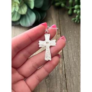 18k Gold Plated Navajo Sterling Silver Dangle Cross Earrings with <b>Shell</b> - Product Image 4