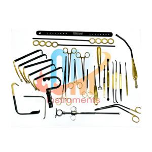 Amigdalectomía Adenoidectomía Juego de instrumentos quirúrgicos de 27 piezas Acero inoxidable de grado médico Recubierto de oro negro Reutilizable Premium - Product Image 1